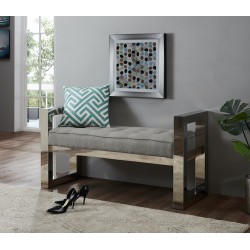 Gray Fabric Stainless Steel Bench