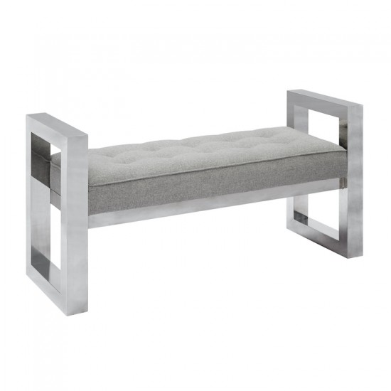 Gray Fabric Stainless Steel Bench