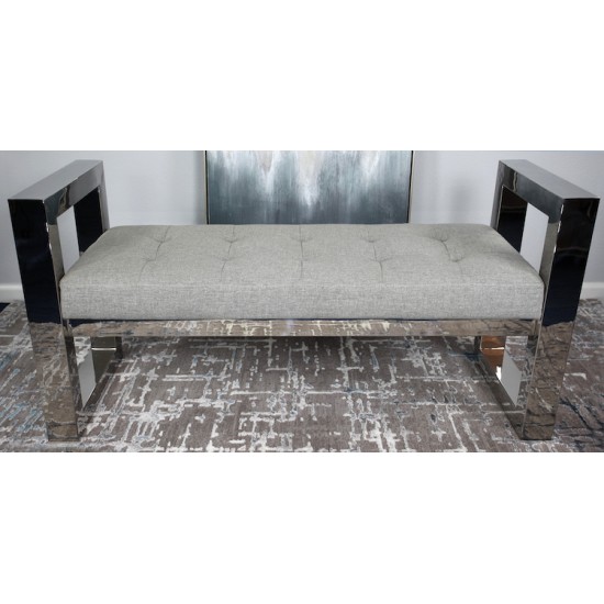 Gray Fabric Stainless Steel Bench