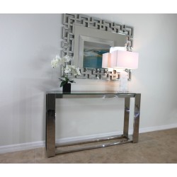 Stainless Steel Console Table With Glass Top