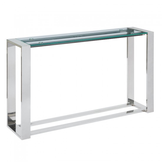 Stainless Steel Console Table With Glass Top