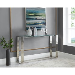 Stainless Steel Console Table With Glass Top