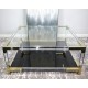 Gold Cocktail Table With Glass Top and Mirror Base