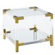 Gold End Table with Glass Top and Mirror Base