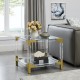 Gold End Table with Glass Top and Mirror Base