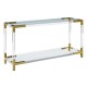 Gold Console Table with Glass Top and Mirror Base