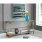 Gold Console Table with Glass Top and Mirror Base