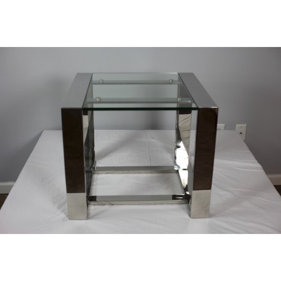 Stainless Steel End Table with glass top