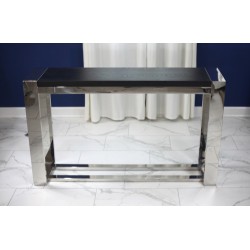 Stainless Steel Console Table with Black Ash Wood Top