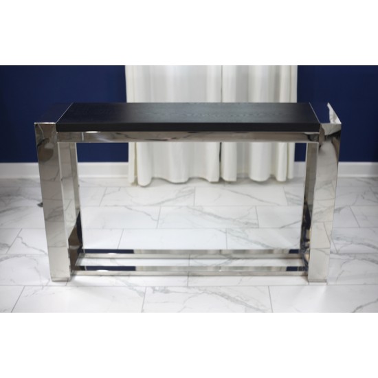 Stainless Steel Console Table with Black Ash Wood Top