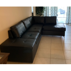 Vegan Leather Sofa Sectional Black