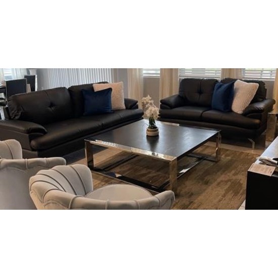 Vegan Leather Sofa and Loveseat set (Black)