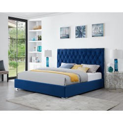 Plush Blue With Steel Trim King Bed