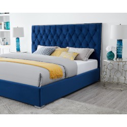 Plush Blue With Steel Trim King Bed