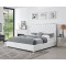 White Leather With Steel Trim Queen Bed