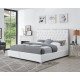 White Leather With Steel Trim King Bed