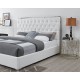 White Leather With Steel Trim King Bed