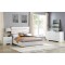 Gold Stainless Steel & White Vegan Leather Queen Bed