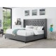 Tufted Nailhead King Bed with Gray Fabric