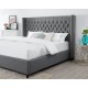 Tufted Nailhead King Bed with Gray Fabric