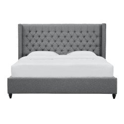 Tufted Nailhead King Bed with Gray Fabric