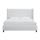 Nailhead Queen Bed White Leather