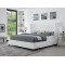 Nailhead King Bed White Leather