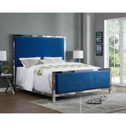 Stainless Steel King Bed Plush Blue