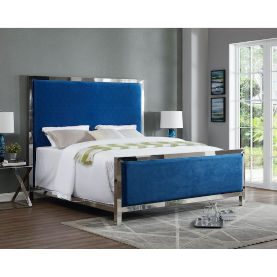 Stainless Steel King Bed Plush Blue