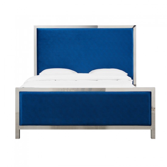 Stainless Steel King Bed Plush Blue