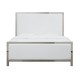 Stainless Steel King Bed White Leather