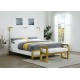 Gold and Acrylic King Bed With White Leather