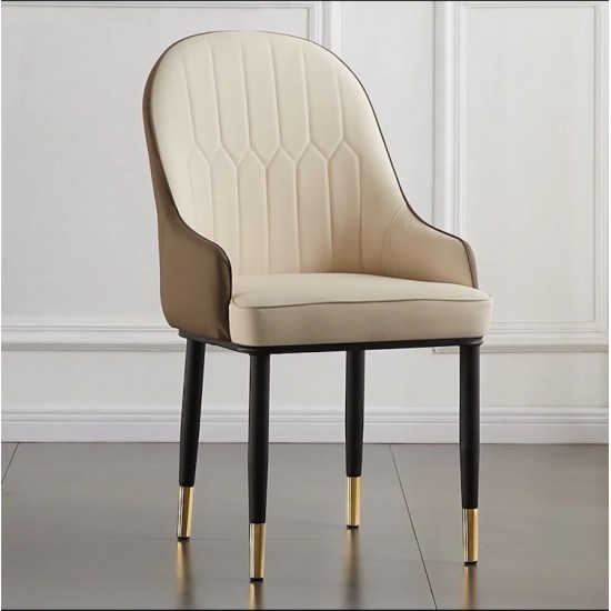 Two-Tone Dining Chair Off White & Brown