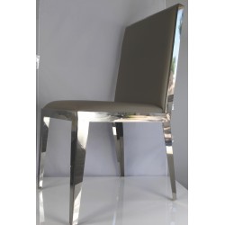 Gray Leather Stainless Steel Dining Chair