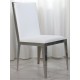 White Leather Stainless Steel Dining Chair