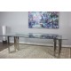 Glass Top Stainless Steel Quad Base Dining Table