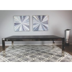 BLACK Ash Wood Top Dining Table with Stainless Steel Leg