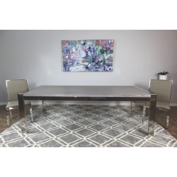 GRAY Ash Wood Top Dining table with Stainless Steel Legs