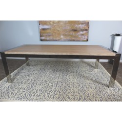 OAK Ash Wood Top Dining table with Stainless Steel Legs