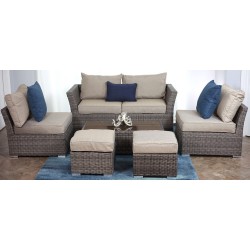 6 piece set Brown Poly Weave with Beige Cushion